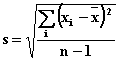 calcul de l'estimation de l'écart type